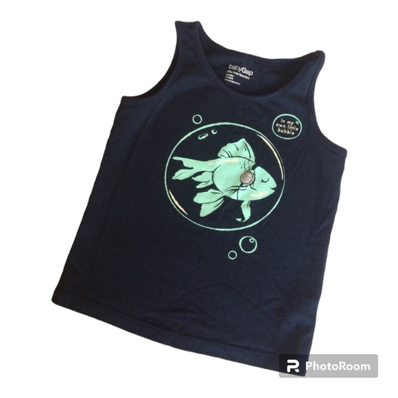 GAP Other - Gap Girls’ Tank Top with Fish Headphones Dark Blue Size 3T